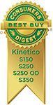 Green “Consumers Digest Best Buy” ribbon badge with Kinetico pricing text.