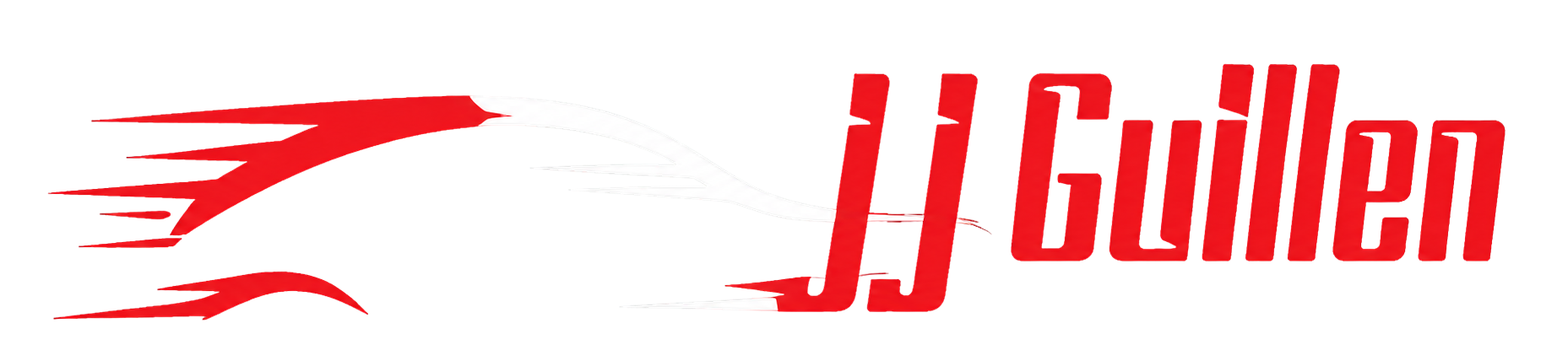 JJ Guilen logo with red text and a red-and-black swoosh graphic on a white background