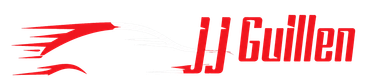 JJ Guilen logo with red text and a red-and-black swoosh graphic on a white background