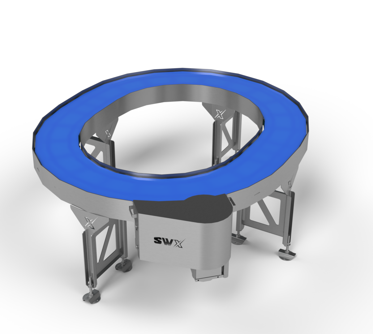 A conveyor belt with a blue circle in the middle