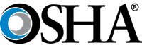 The osha logo is black and blue with a blue circle in the middle.