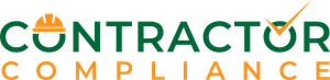 A logo for contractor compliance with a hard hat and a check mark.