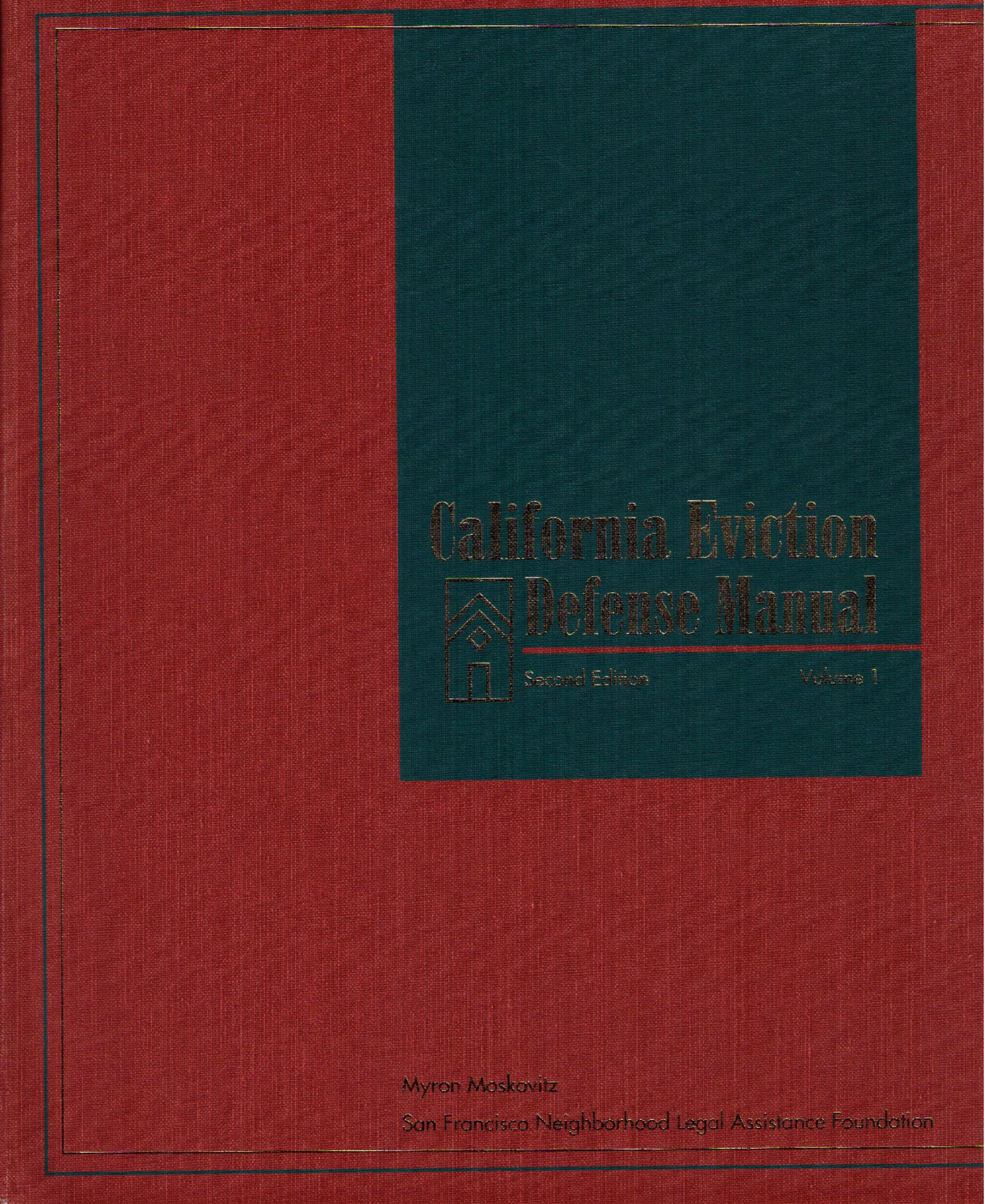 Red book cover with a dark green rectangle. Gold text reads