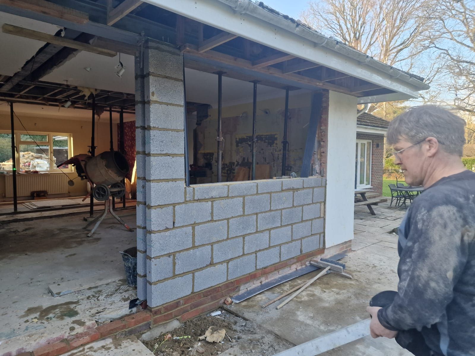New Wall and window opening being built