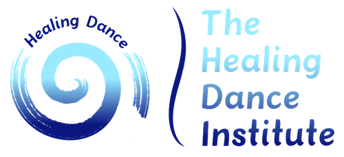 Et logo for det helbredende danseinstitut med blå spiral