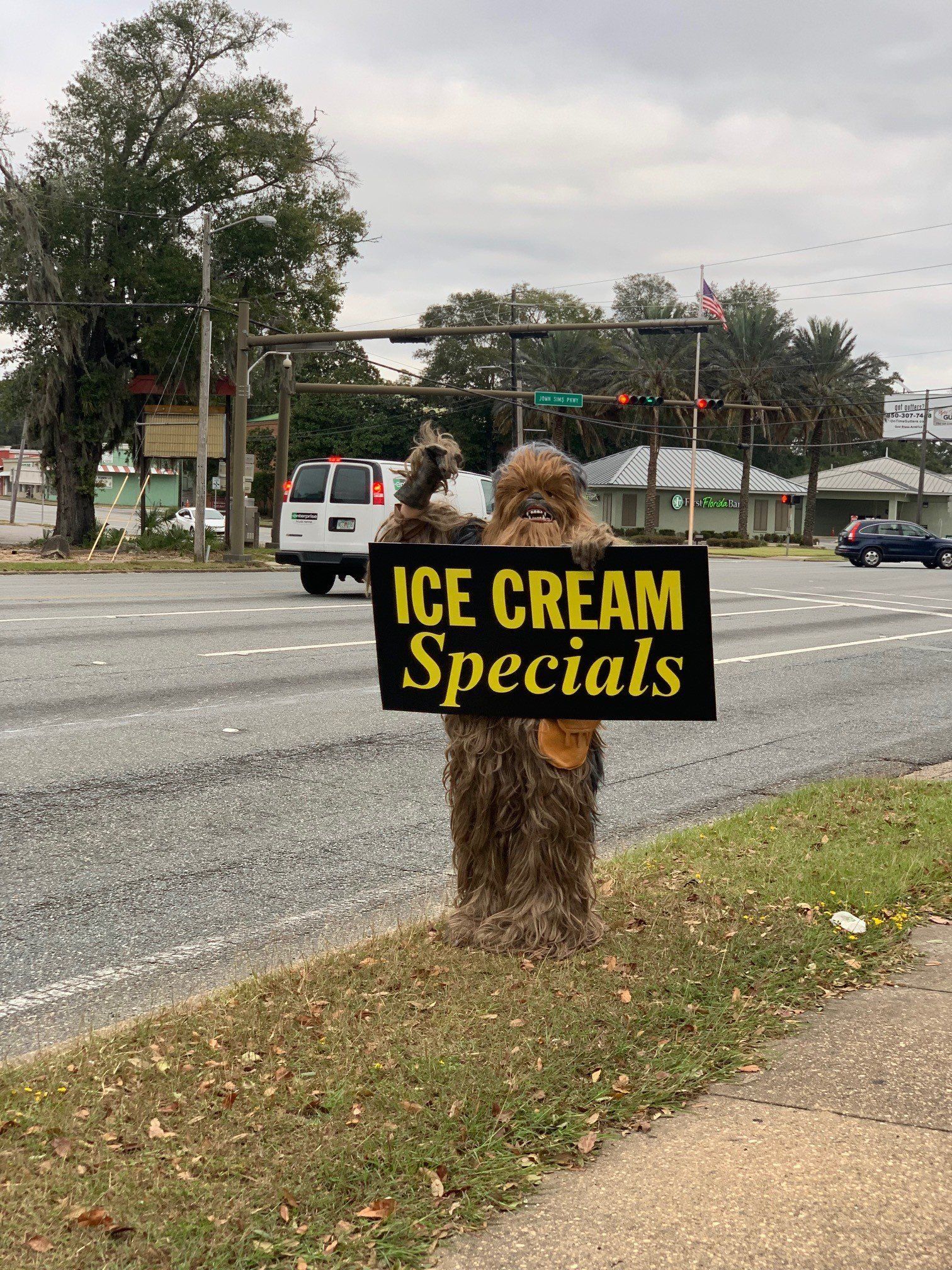 Mascot Holding Sign Poster - Niceville, FL - Honeybee Ice Cream & Arcade
