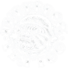 Faint circular logo with decorative text around a central animal illustration on a white background