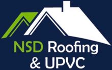 Logo for NSD Roofing & UPVC featuring a house graphic with green and white elements on a dark blue background.