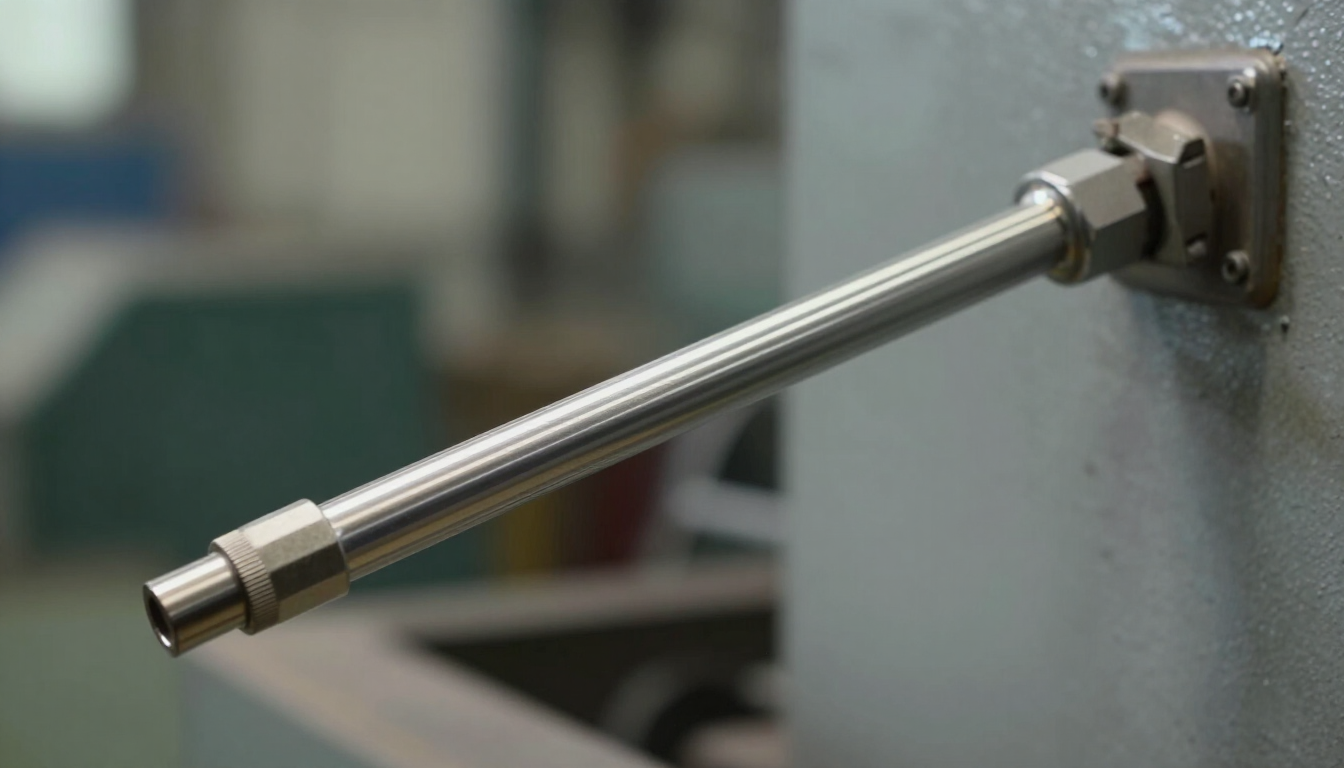 Varilla metálica que sobresale del panel de una máquina en un entorno industrial