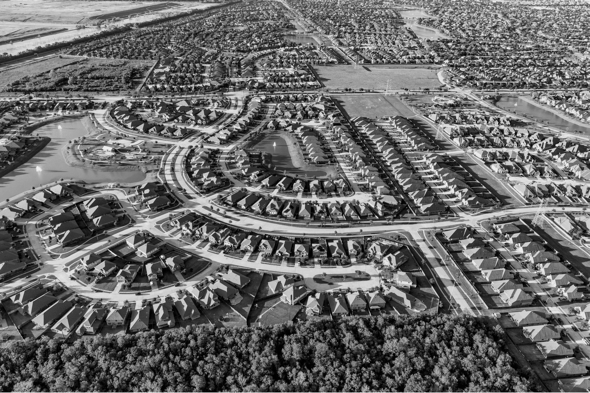 Aerial view of a residential community under development
