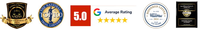 Logos: shield with banner, CLJ, 5.0 rating, Google rating stars, circular seal, business card.