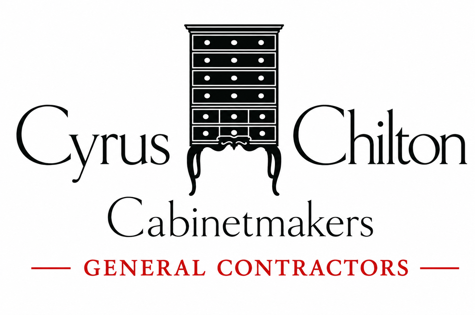 Cyrus Chilton Cabinetmakers logo with black cabinet icon and red “General Contractors” text