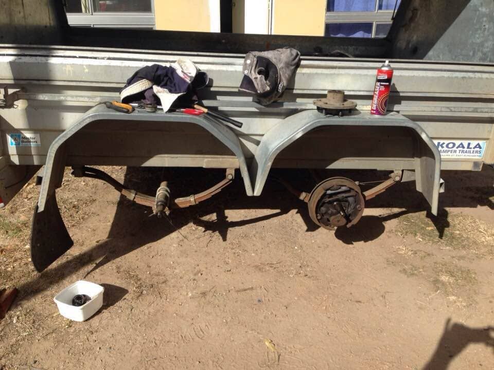 A Boat Trailer Is Being Painted In A Gray Color — Bohle Welding & Trailer Repairs In Bohle, QLD