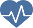 Blue heart with a white heartbeat line and a person silhouette inside