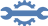 Blue sunglasses icon with wavy lenses and arms