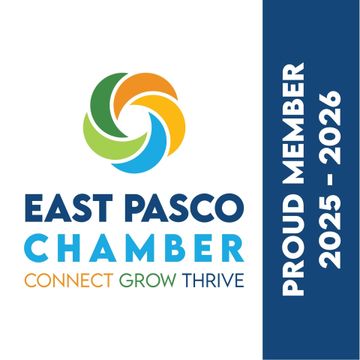 East Pasco Chamber logo: multicolored swirl and text