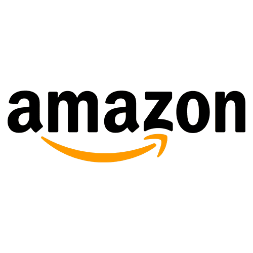 Amazon logo: Black text with an orange arrow connecting A to Z.