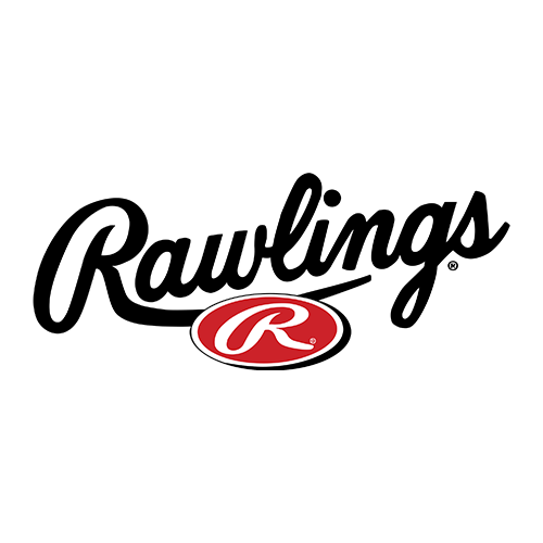 Rawlings logo: Black script lettering with a red "R" emblem.