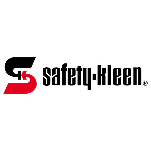 Logo of Safety-Kleen; black and red stylized "SK" with company name in black.