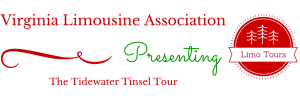 Virginia Limousine Association logo: red and green text with a red limo tour emblem and “The Tidewater Tinsel Tour.”