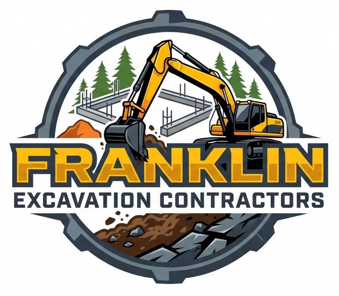 Franklin Excavation Contractors logo featuring a yellow excavator