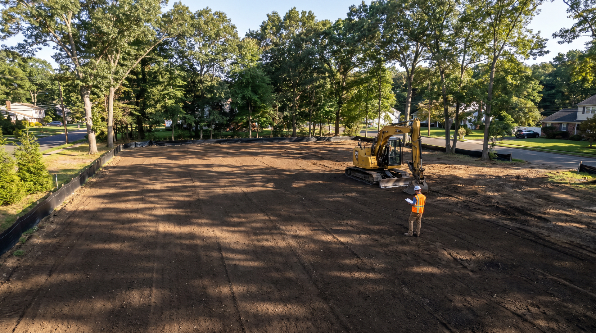 Cleared and graded building lot ready for construction in NJ