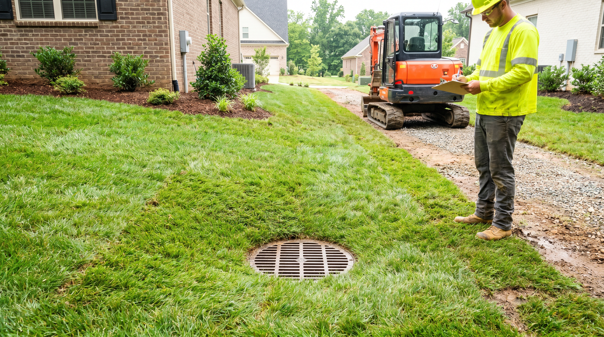 Completed yard drainage and flood mitigation project in NJ