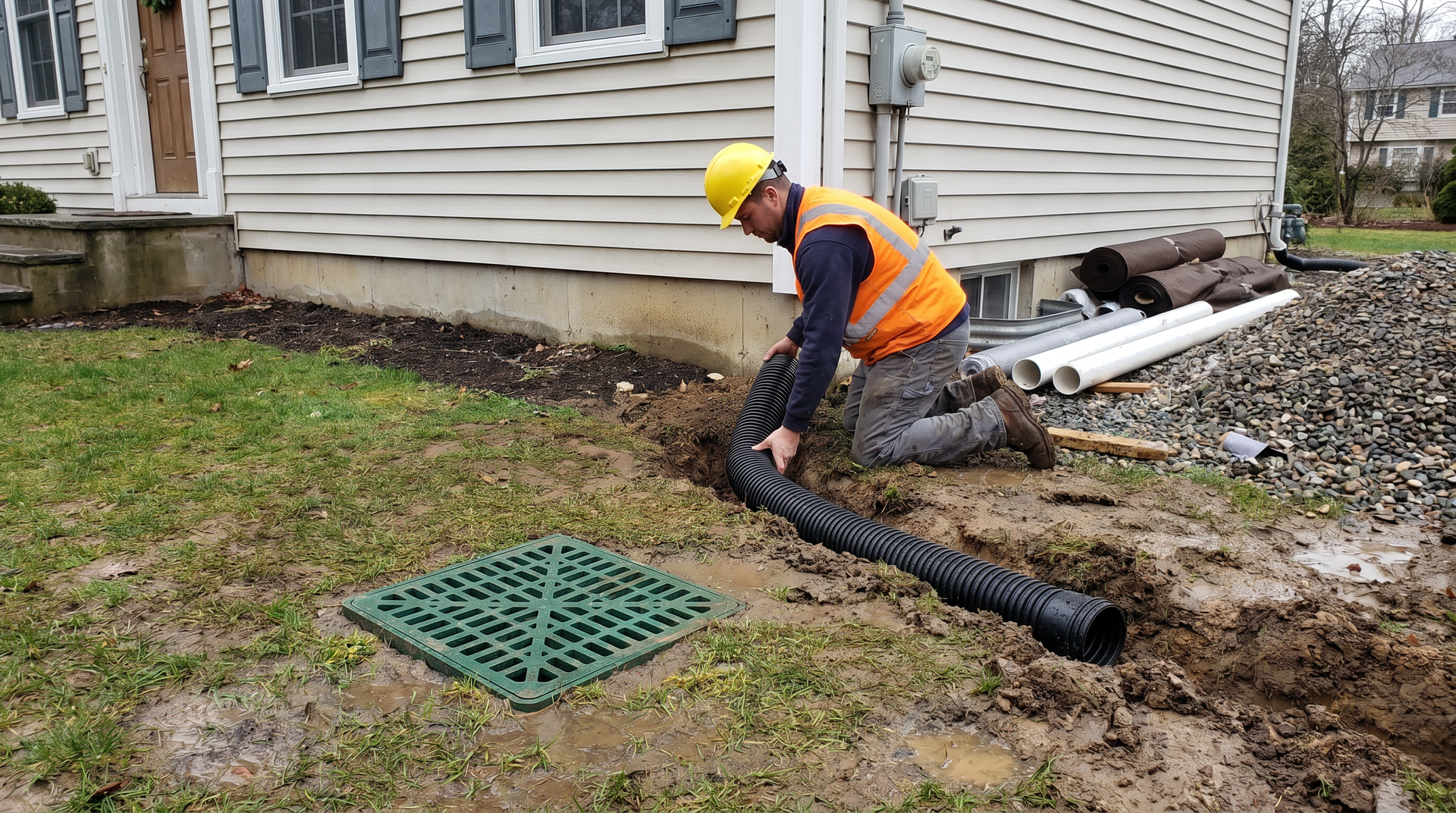 Septic tank and drain field excavation in New Jersey