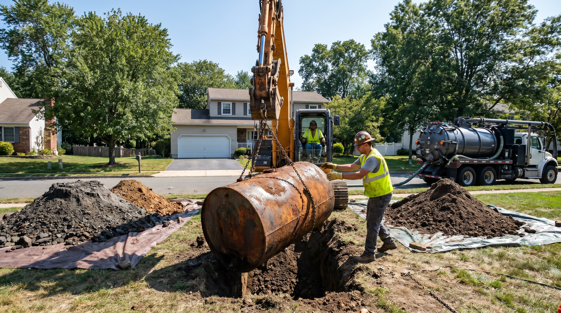 Underground oil tank removal in Franklin, NJ
