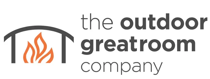 Logo with a fireplace graphic and the text