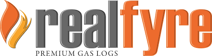 Logo for Realfyre featuring a flame graphic and text