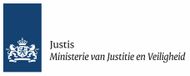 Logo van het Nederlandse Ministerie van Justitie en Veiligheid op een witte achtergrond