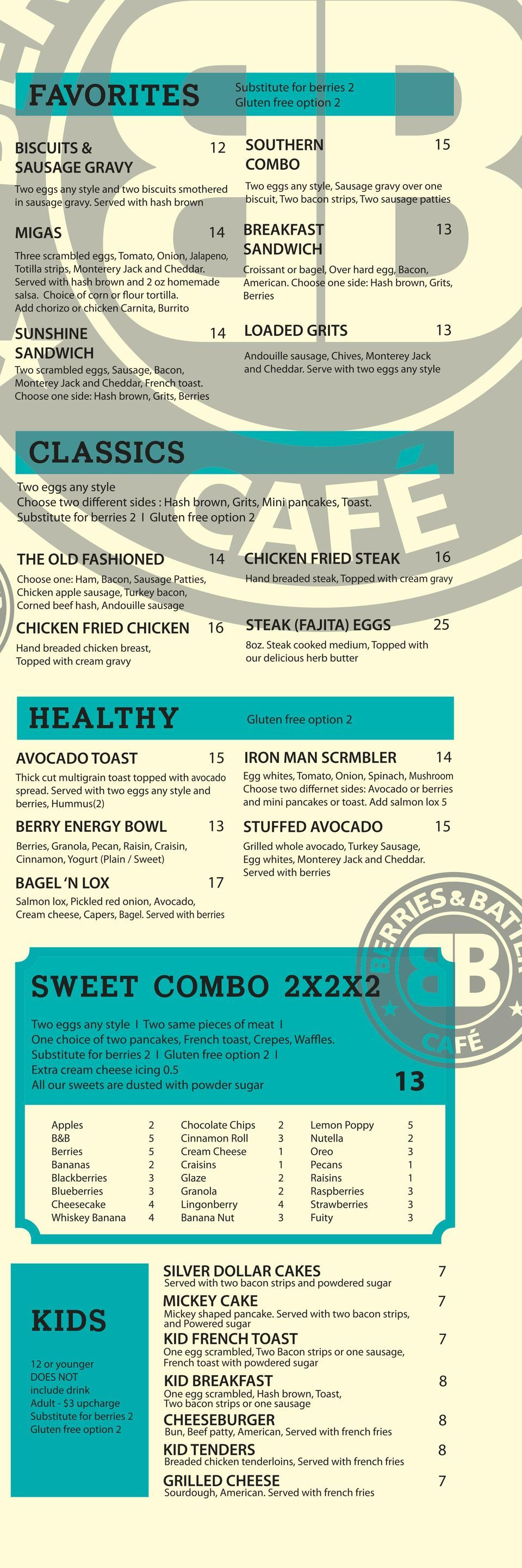 Food & Drink Menu Highland Village & Frisco, TX