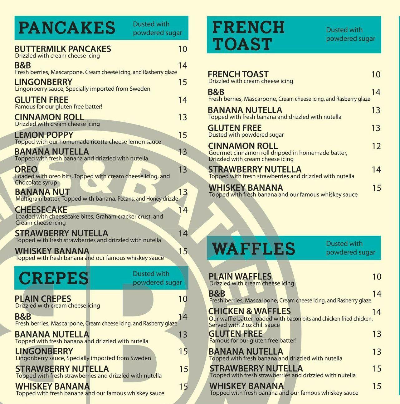 Food & Drink Menu Highland Village & Frisco, TX