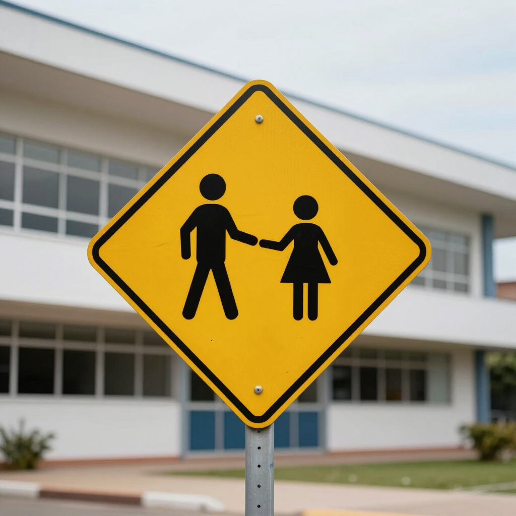 Crianças aprendendo sobre trânsito na escola.