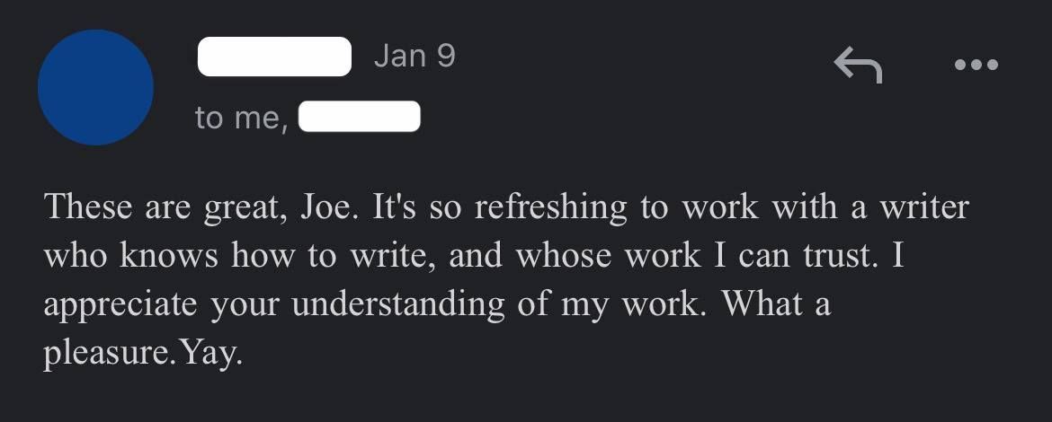 Joe Gigante Testimonials