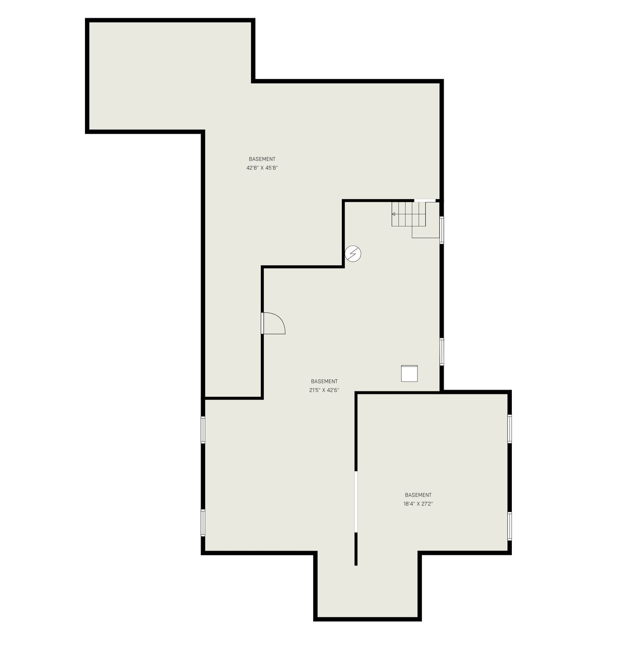 A top-down floor plan showing a layout with a living room, kitchen, bedroom, and bathroom.