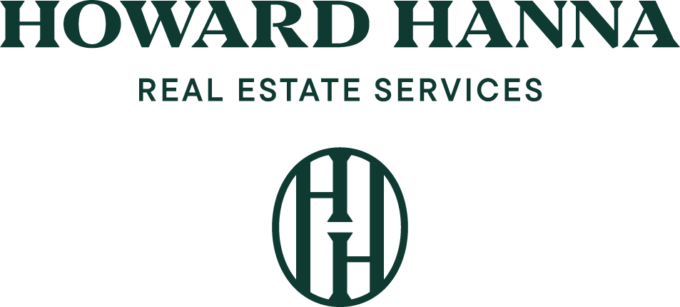 A dark green Howard Hanna Real Estate Services logo with a circular monogram featuring an H-pattern.