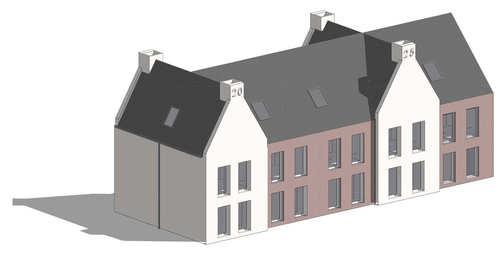 Ontwerp van 5 starterswoningen als een inbreidings ontwikkeling
