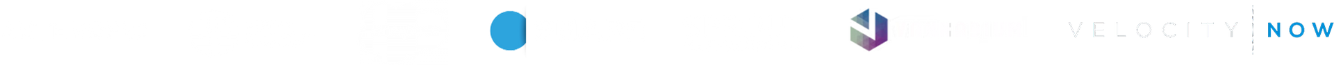 Minimal white header with three small centered icons, including a blue dot and a purple logo.