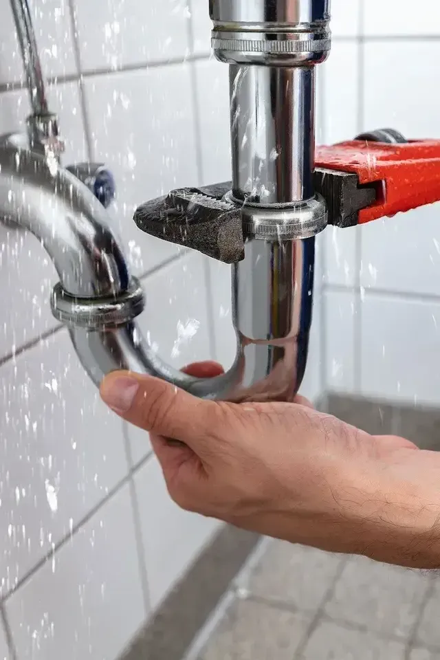 Plumber Repairing Sink Pipe Leakage