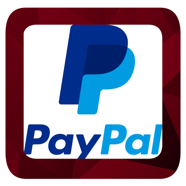 PayPal logo inside a white square with a red outline.