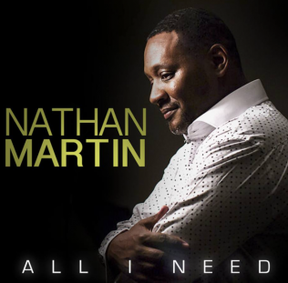 Album cover: Nathan Martin, gold text, embracing self. 