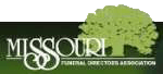 Missouri Funeral Directors Association logo with green tree graphic on a dark background