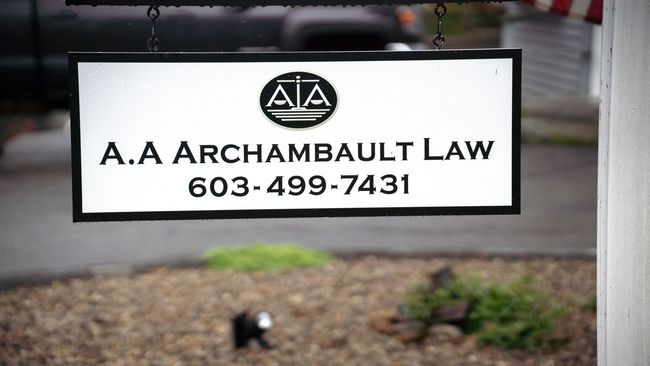 A.A. Archambault Law sign with logo and phone number 603-499-7431