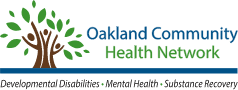 Logo of Oakland Community Health Network: tree with people in it, green and brown, with text.