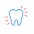 Dente delineato in blu con linee rosse che indicano dolore o sensibilità