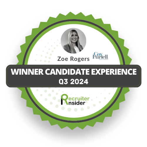 Recruiter insider logo of winner candidate experience q3 2024 - zoe rogers