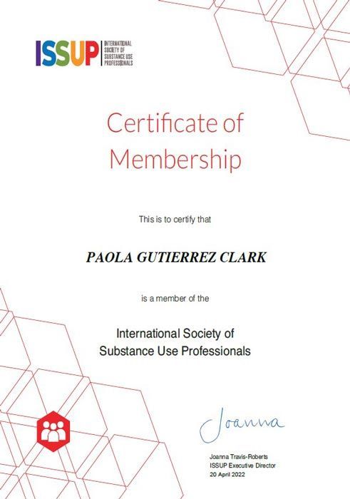 CLÍNICA AURORA ADICCIONES - CERTIFICATE OF MEMBERSHIP