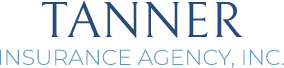The logo for tanner insurance agency inc. is blue and white.